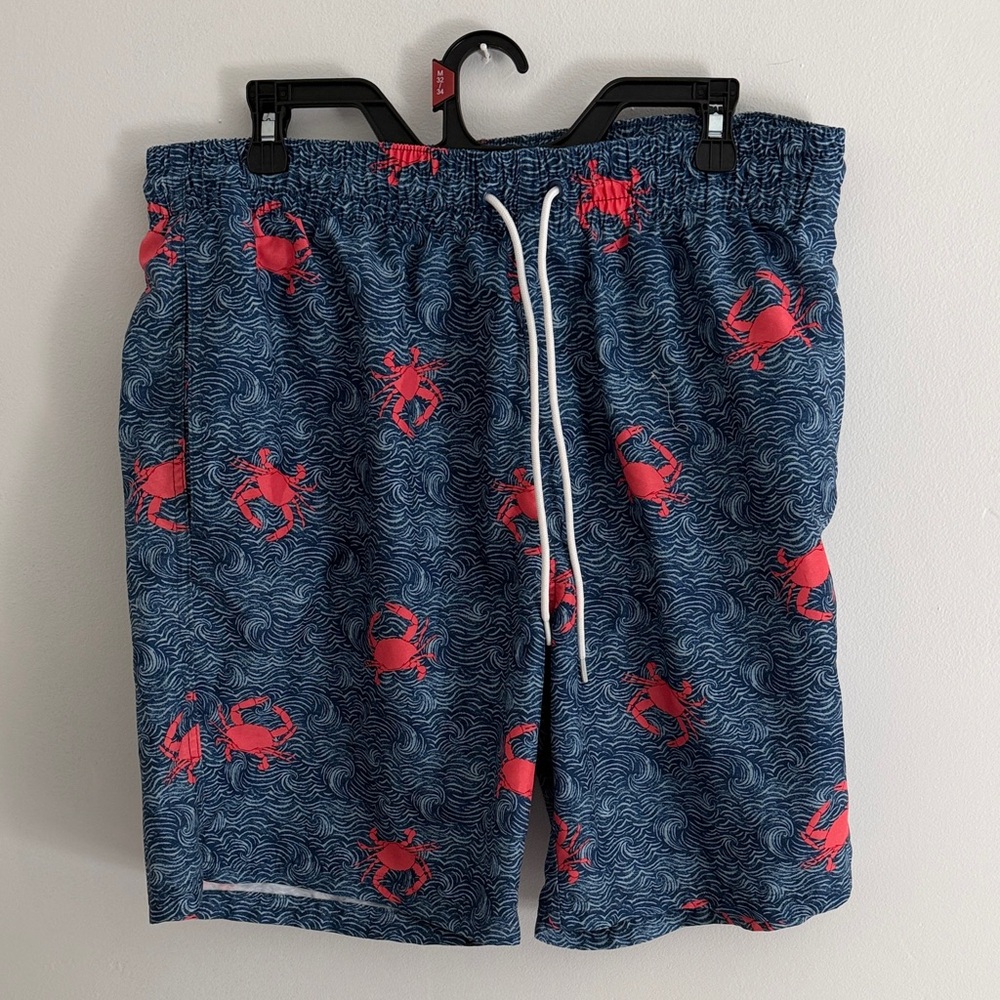 Old Navy Blue Swim Trunks with Red Crab Design